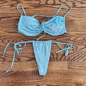 Summerhaus Light Metalic Blue High Cut Bikini Set, Size M